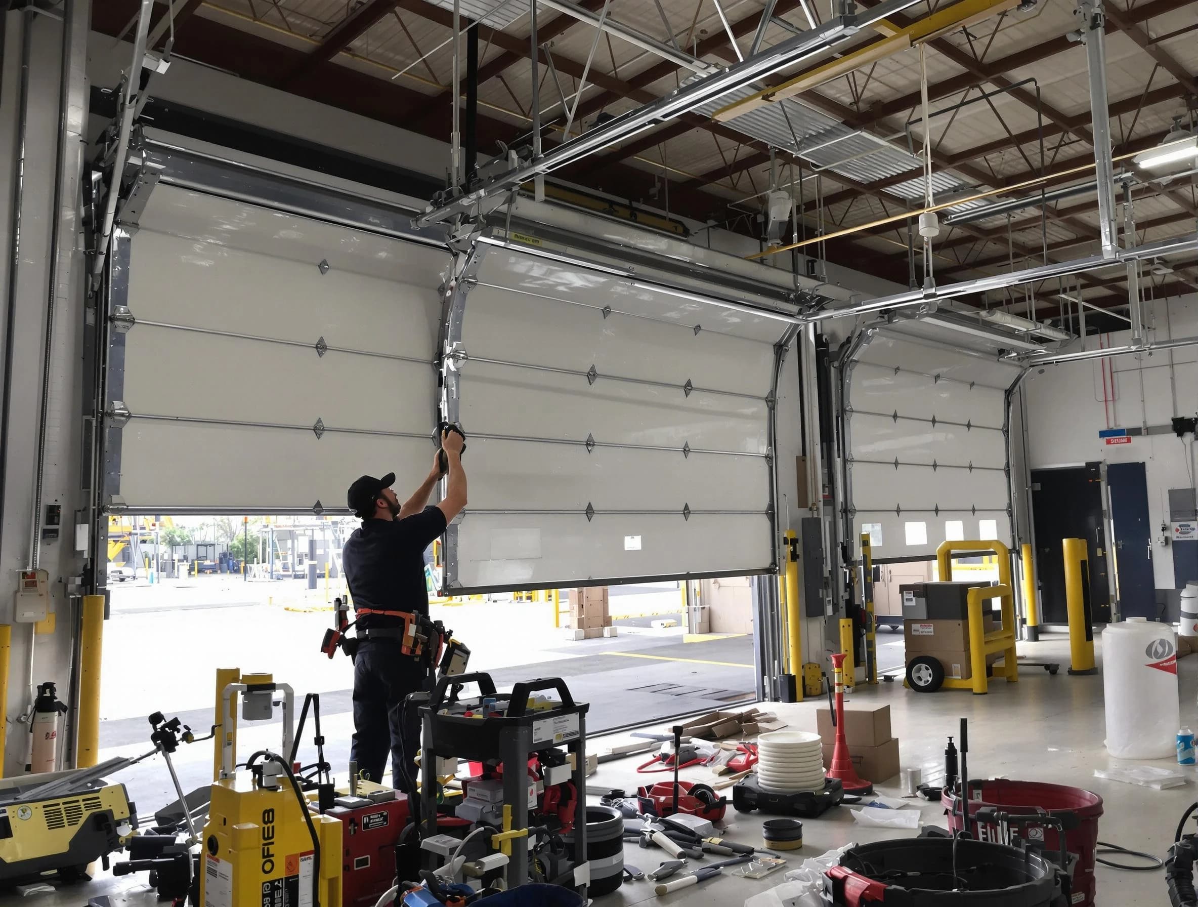 Leominster Garage Door Repair technician performing commercial garage door repair in Leominster