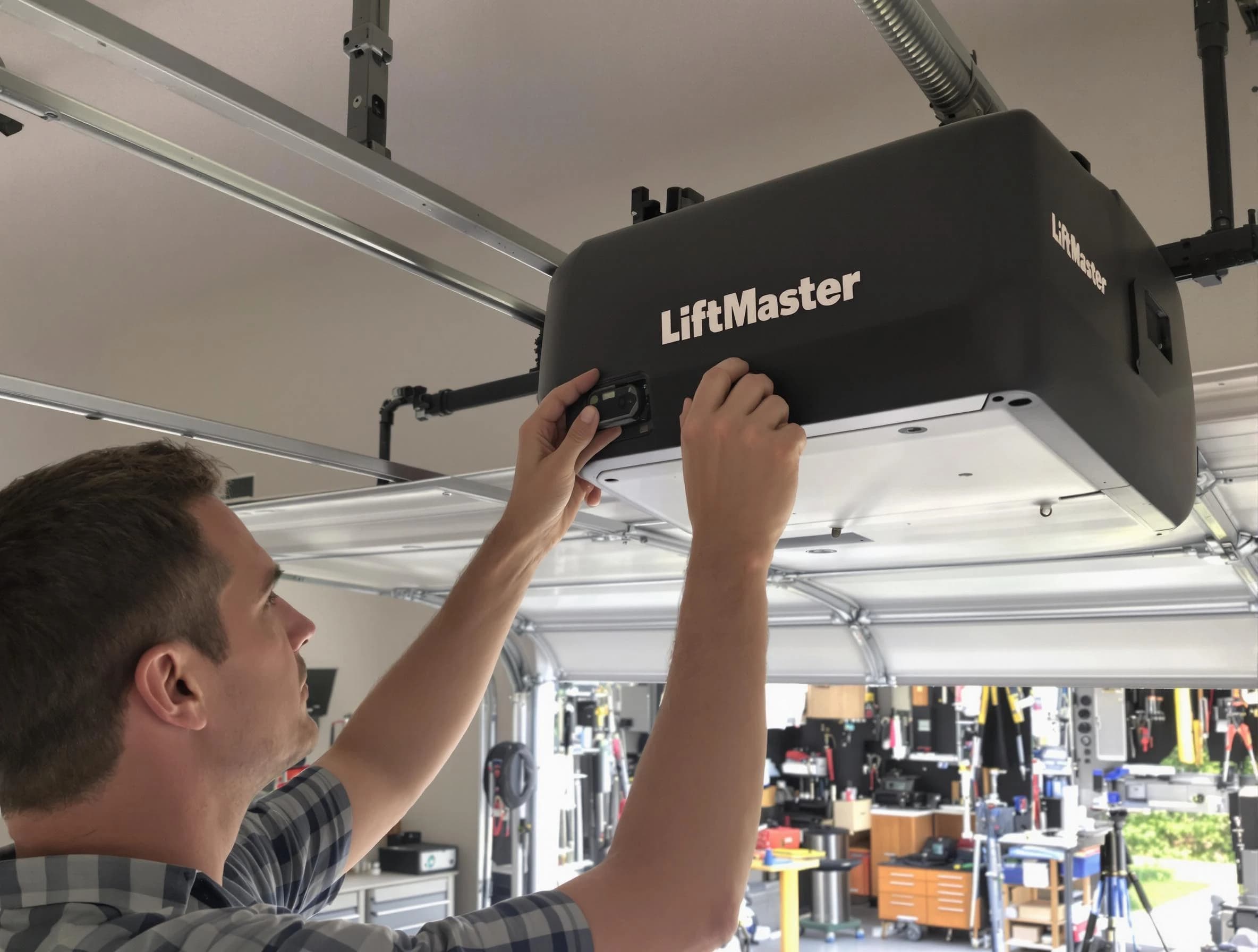 Leominster Garage Door Repair technician repairing garage door opener in Leominster