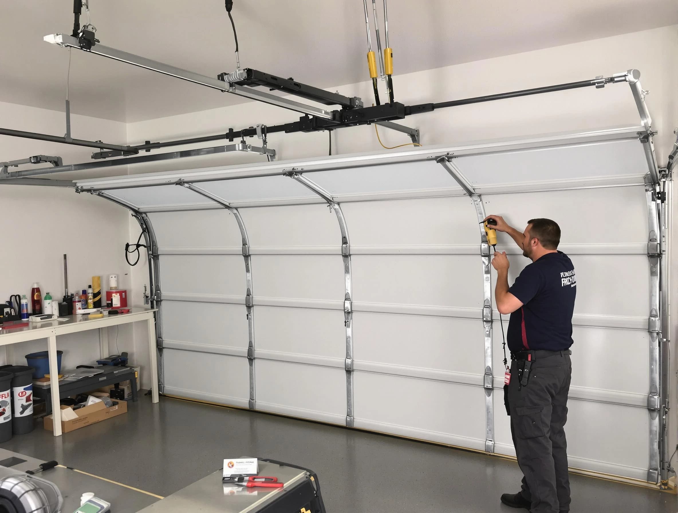 Leominster Garage Door Repair certified technician performing overhead door system repair in Leominster