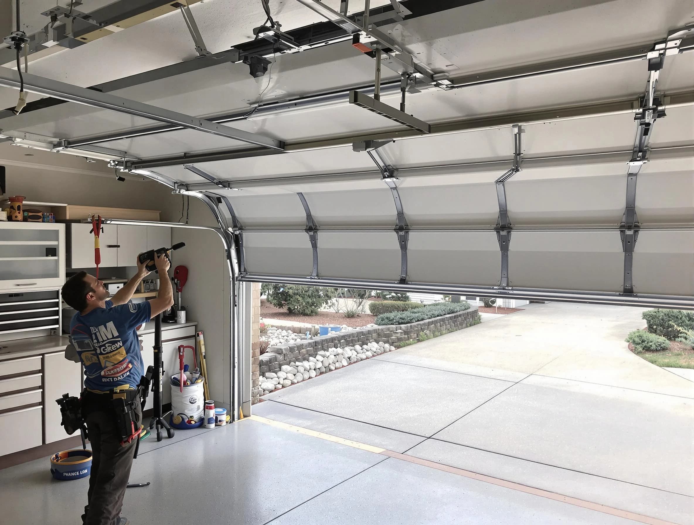Garage door track repair service by Leominster Garage Door Repair in Leominster