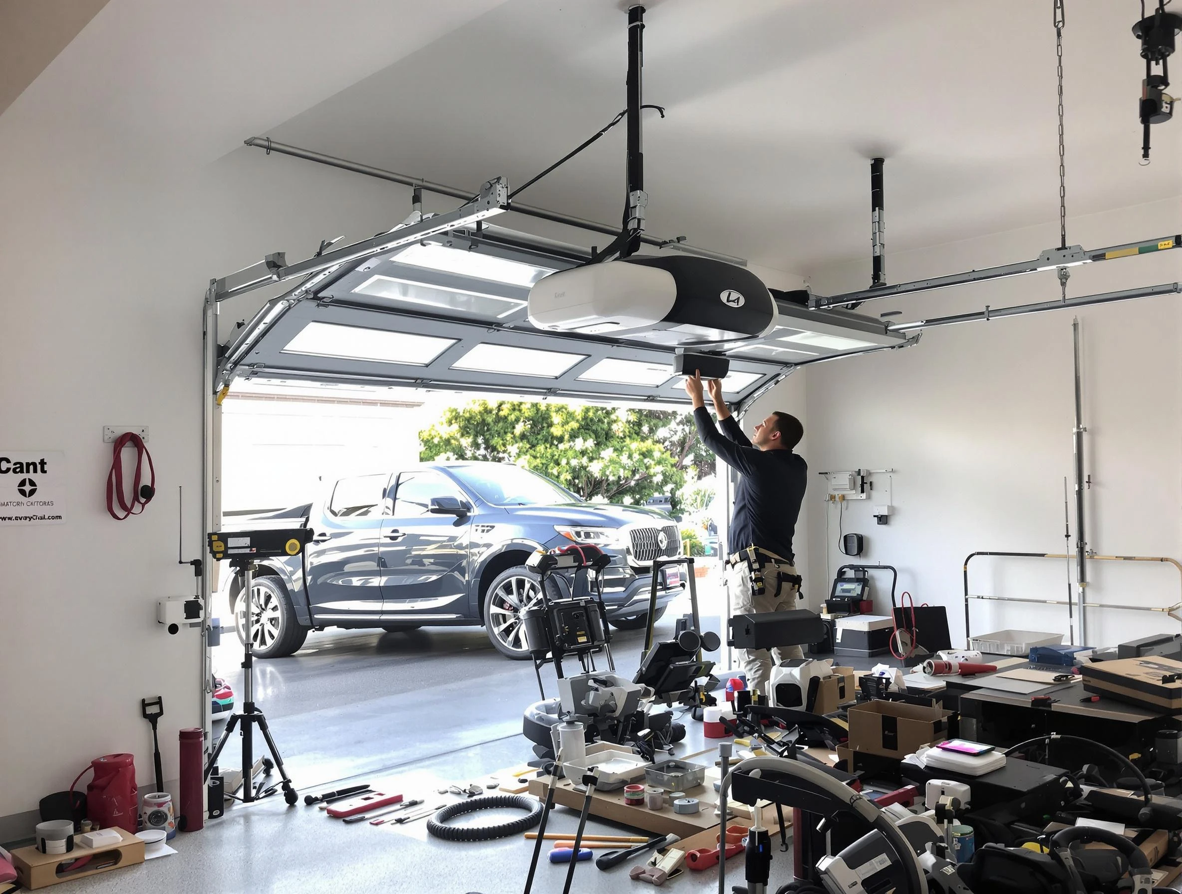Leominster Garage Door Repair specialist installing smart garage door opener system in Leominster home